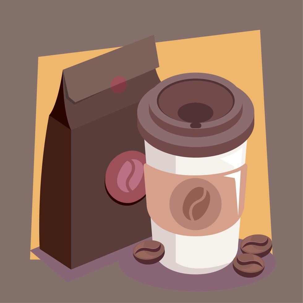 coffee Isometric pot with bag vector