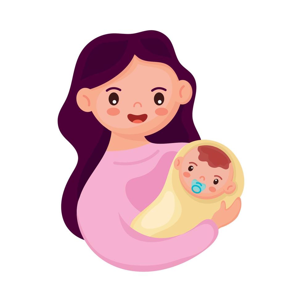 mother holding baby vector