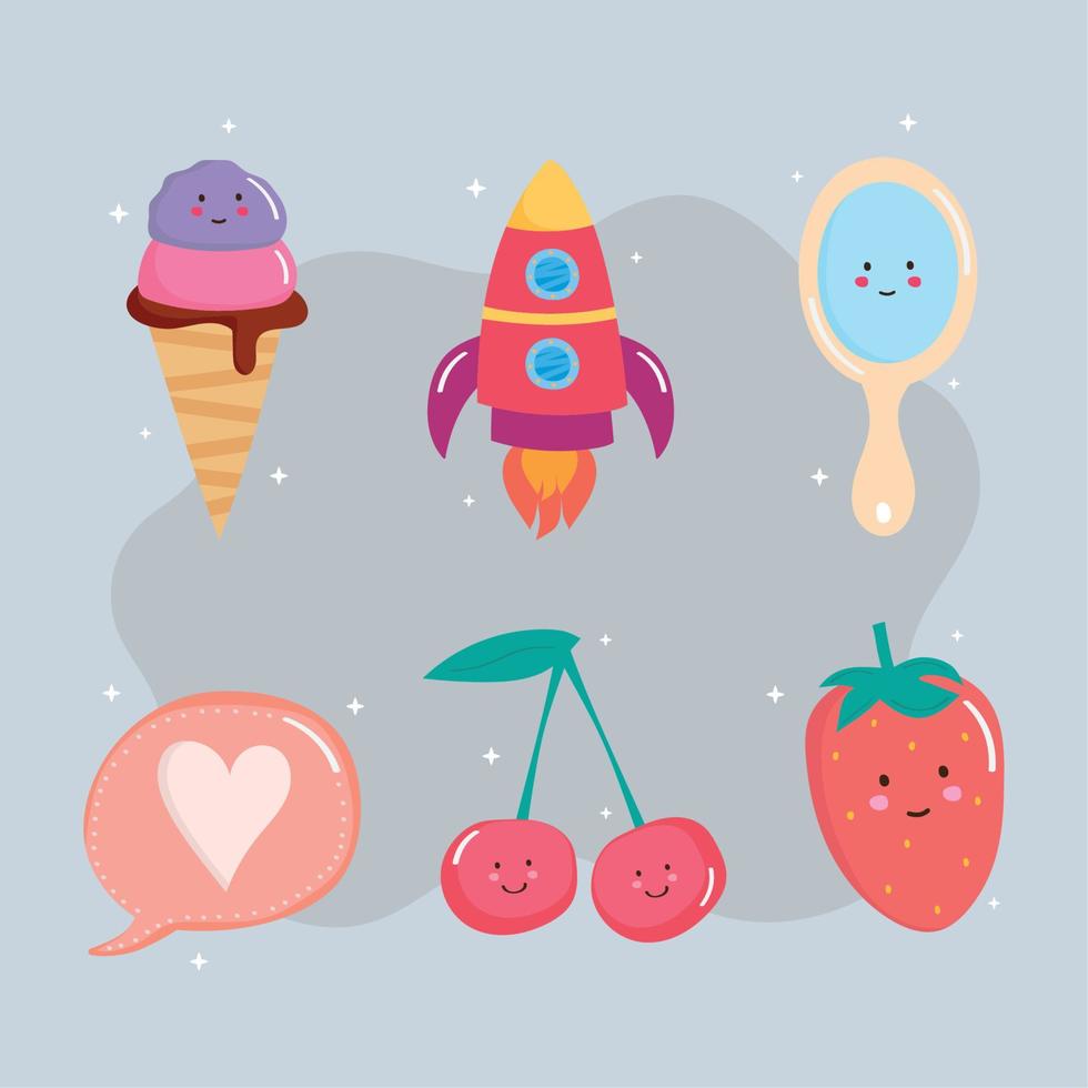 set of cute elements vector