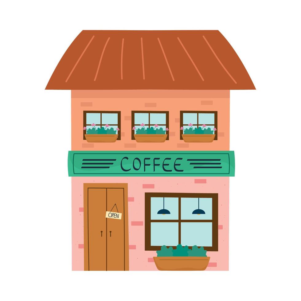 coffee shop store building vector