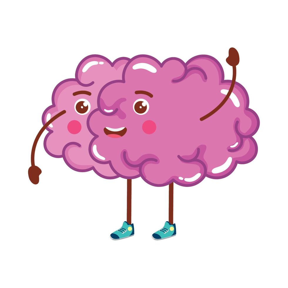 purple brain kawaii vector