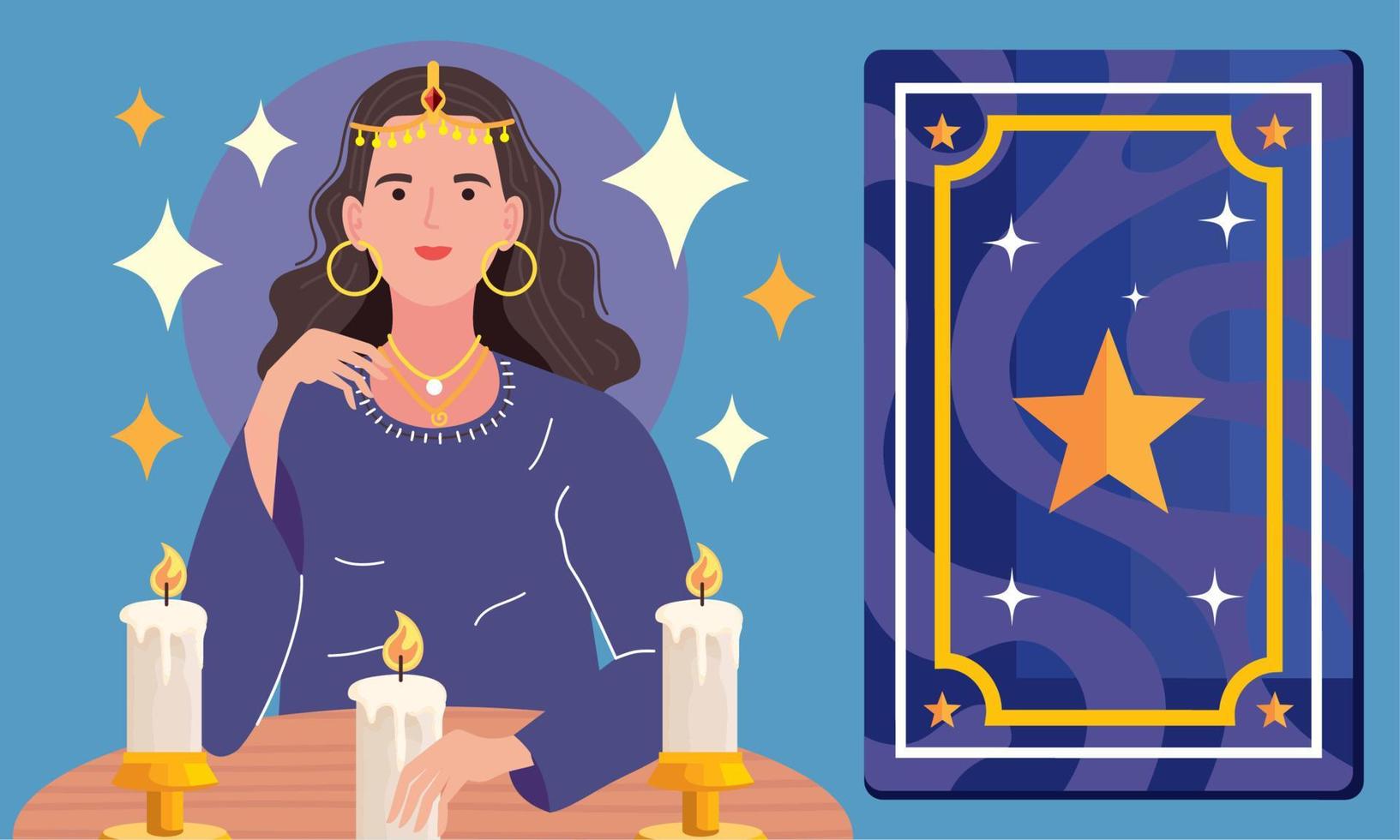 fortune teller with card vector