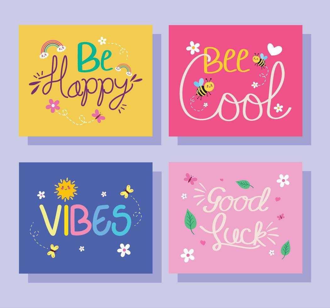 four mini positive posters vector