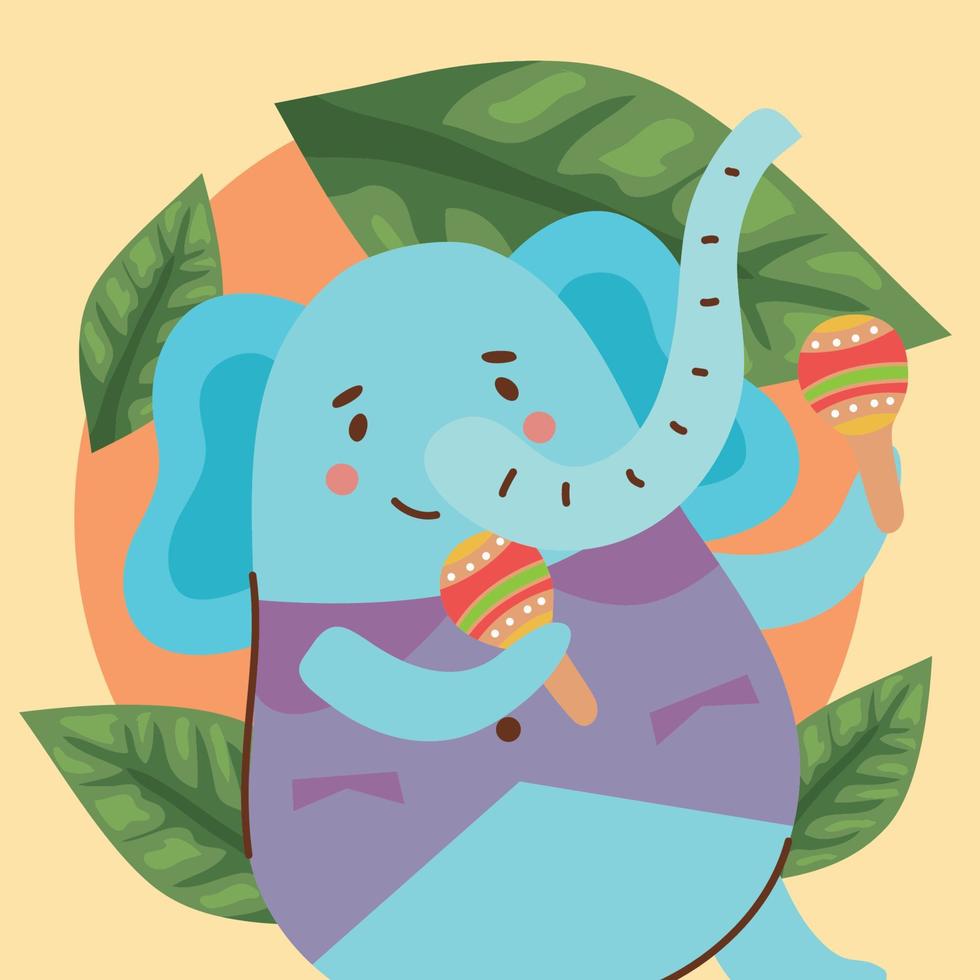 elefante tocando maracas vector