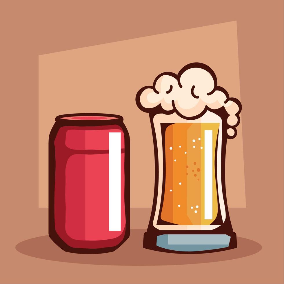 beer glass with can vector