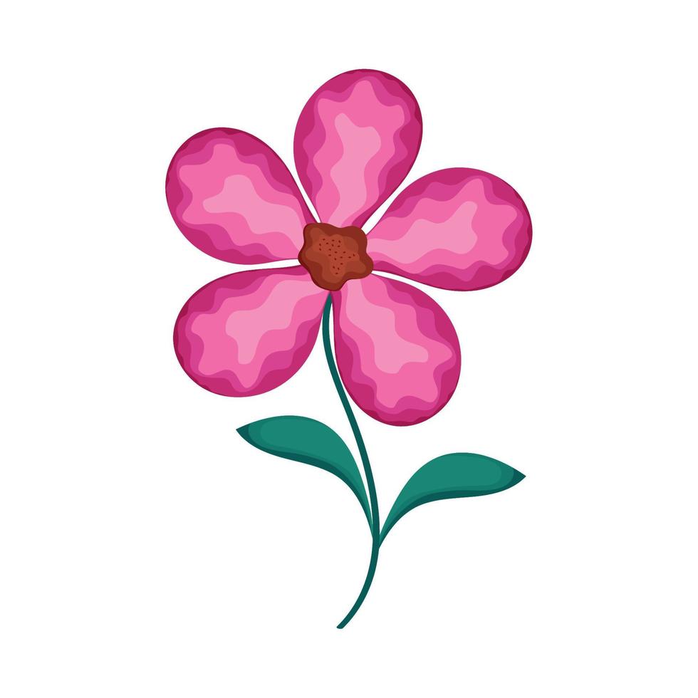 pink flower and leafs vector