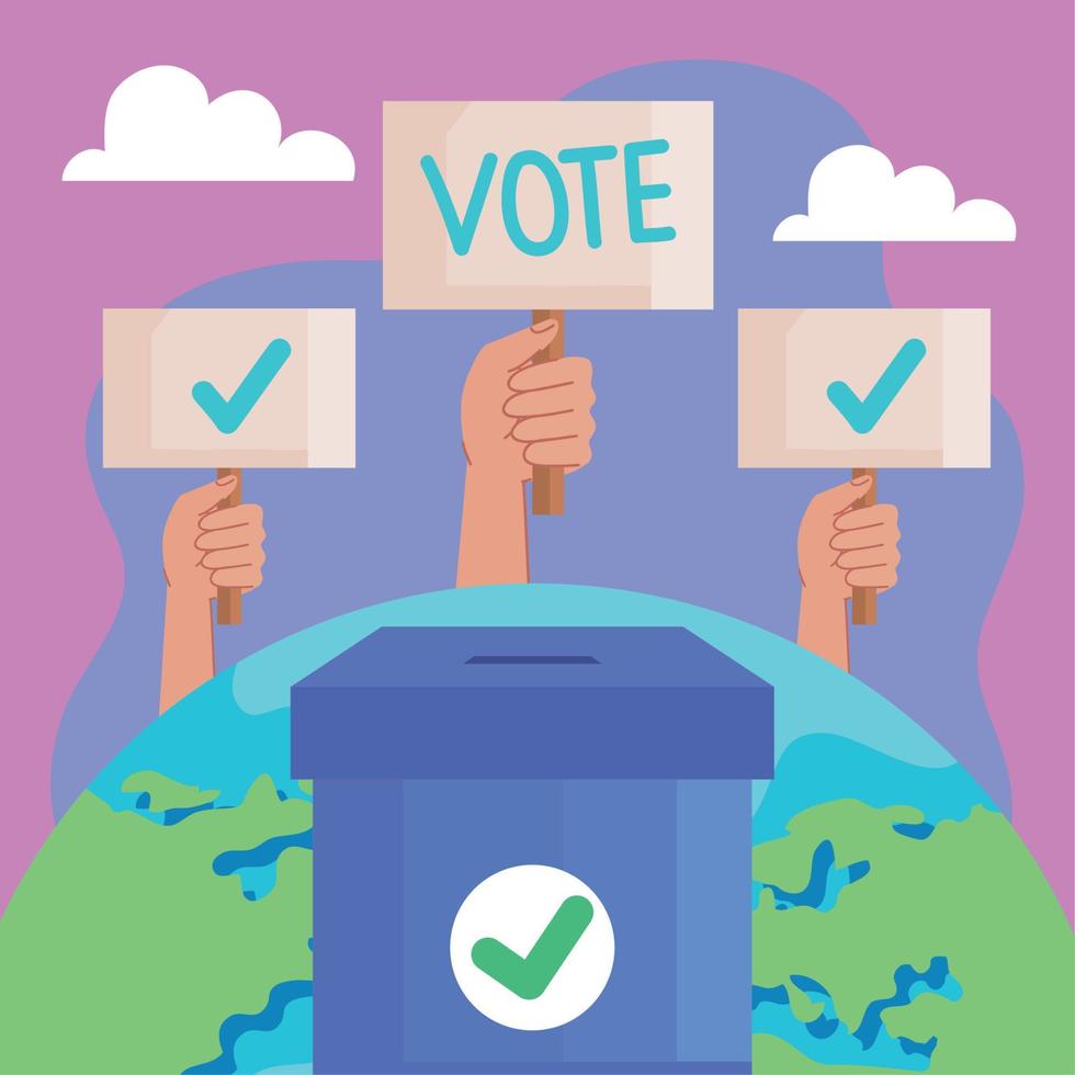 blue vote urn with banners vector