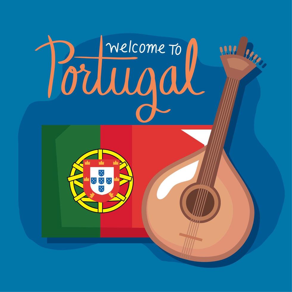 welcome to portugal lettering card vector