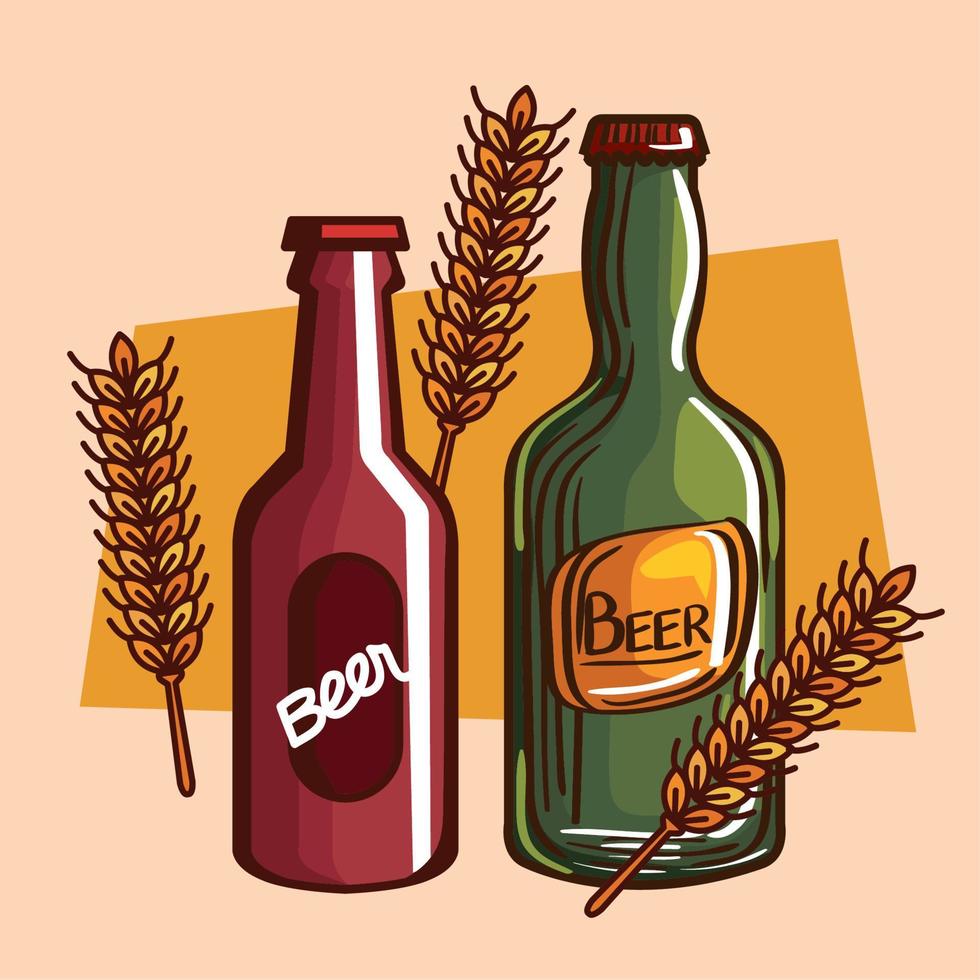 botellas de cerveza y picos vector