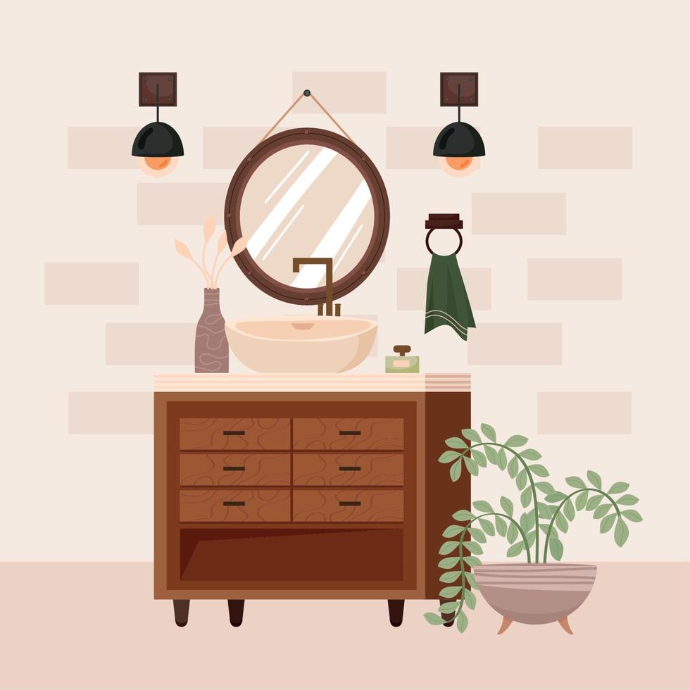 bathroom drawer and mirror vector