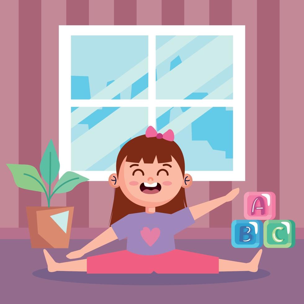 girl yoga in playroom vector