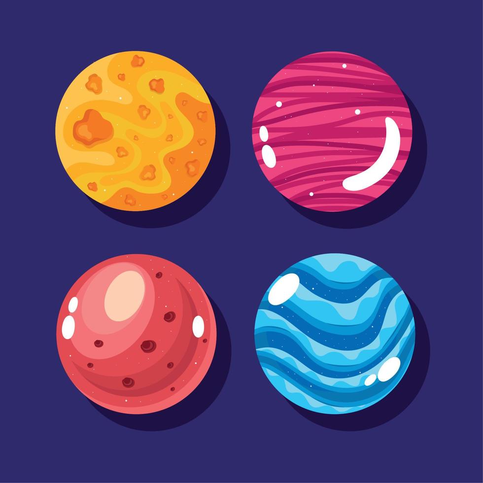 four universe space icons vector