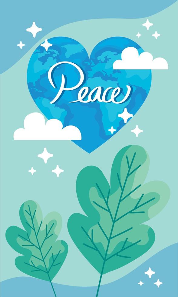 peace word in heart vector