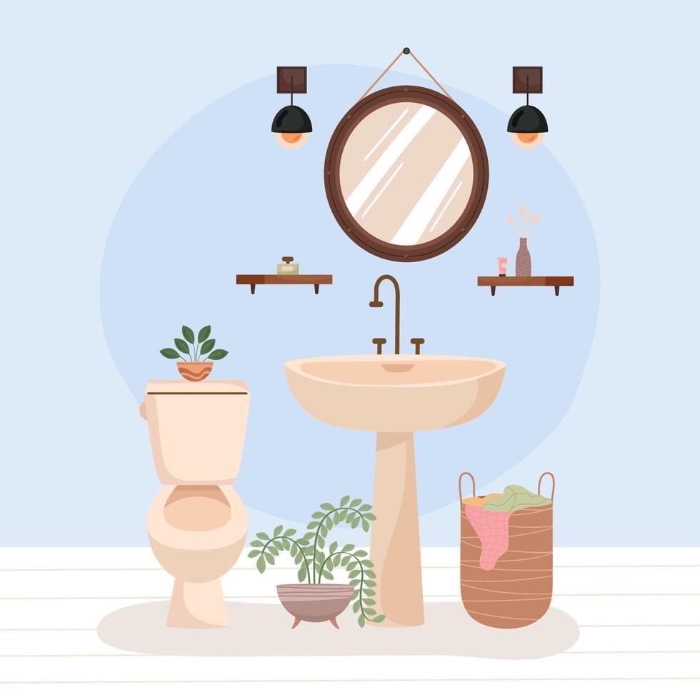 washbasin and mirror bathroom vector