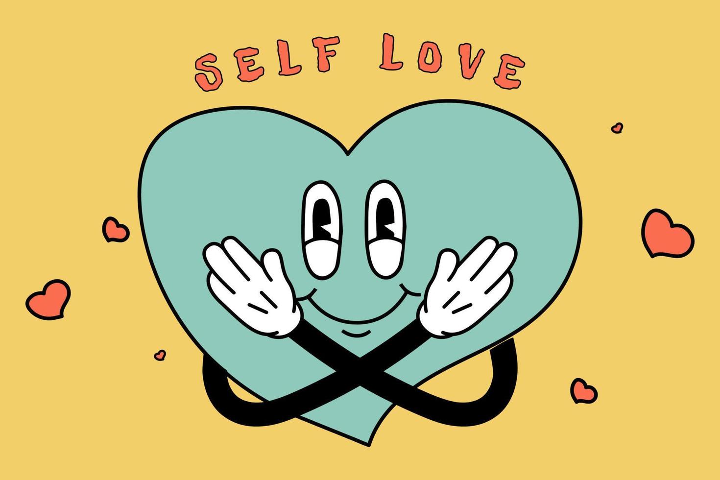 Positive expressing self love and care. Vector illustration for love yourself, body positive, confidence concept