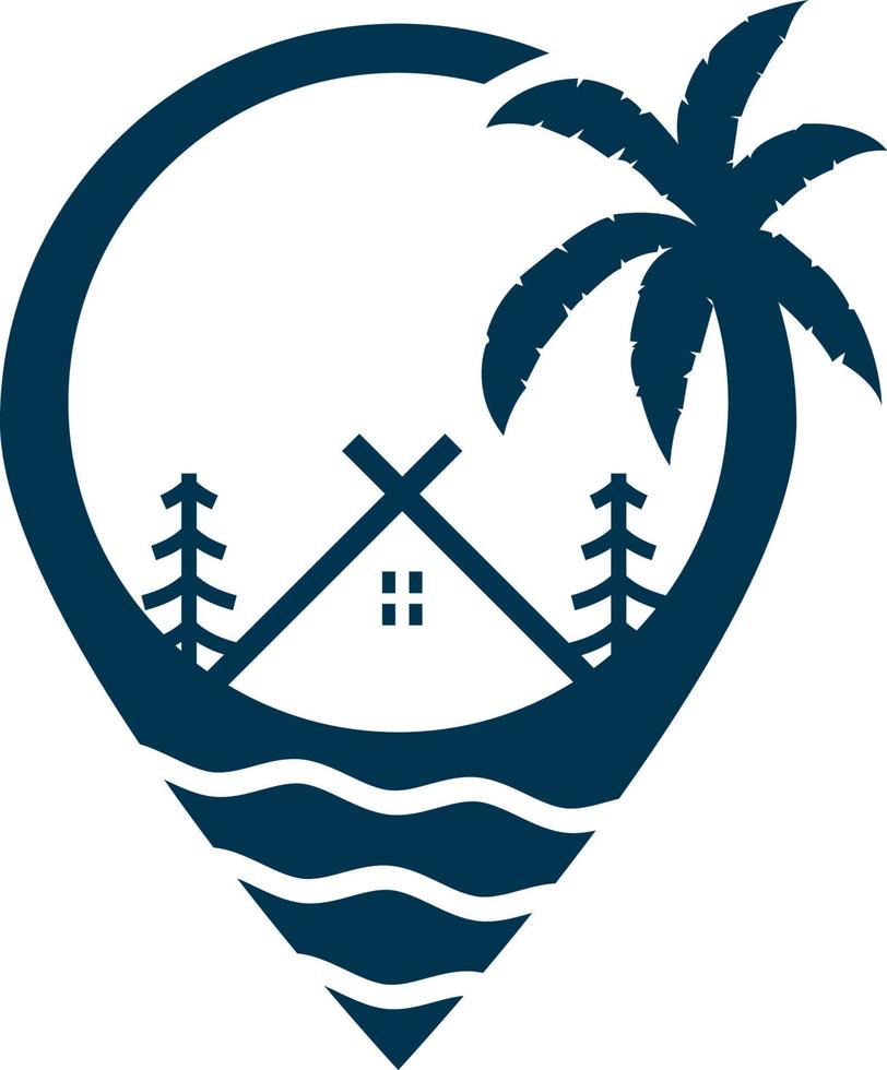 logotipo de ilustración de ubicación de icono, logotipo de posada o hotel vector
