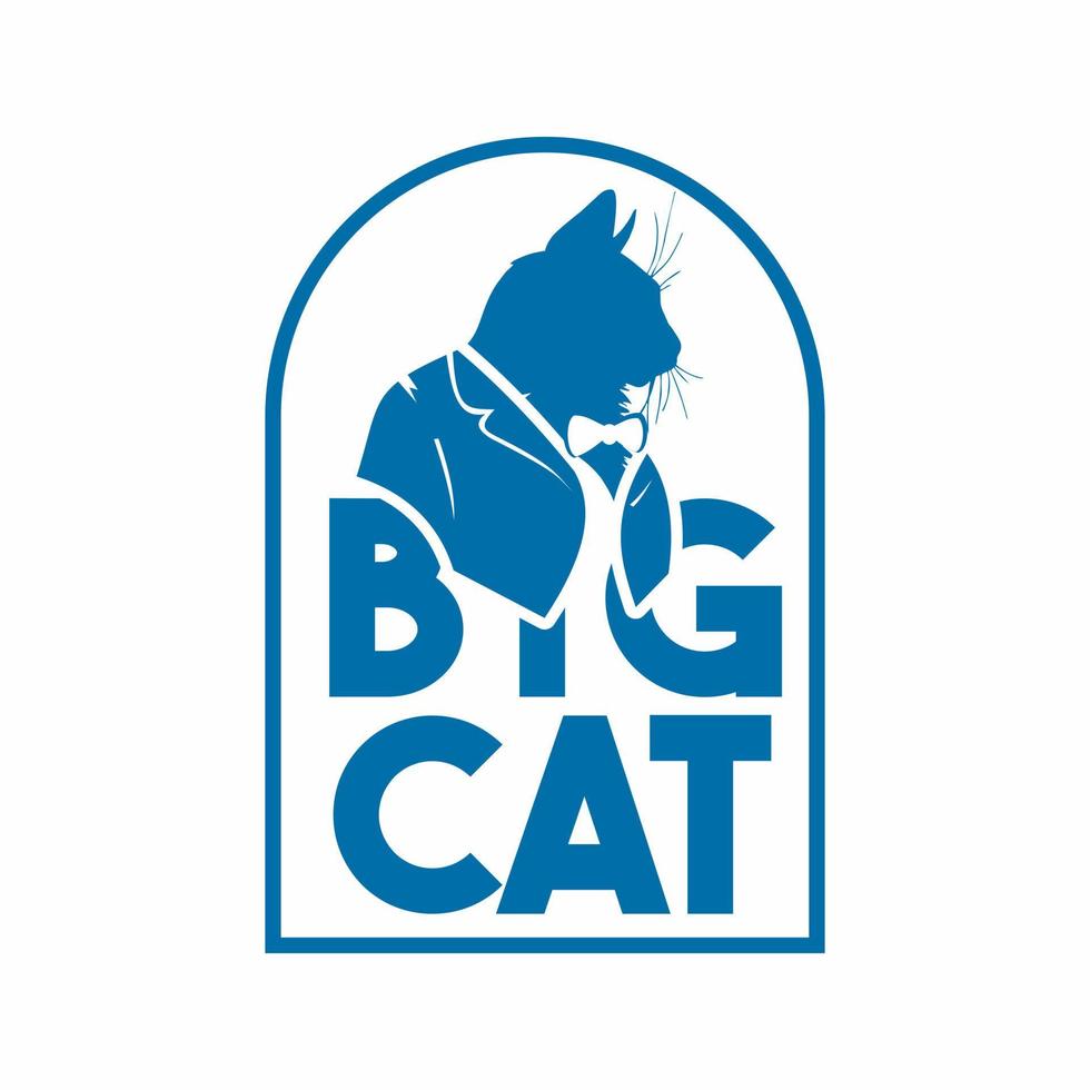 cat logo illustration with tuxedo vector design