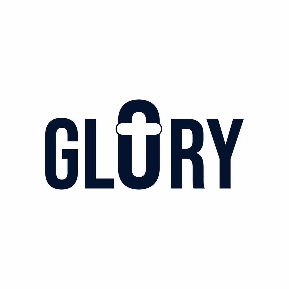 glory to God writing with cross illustration vector