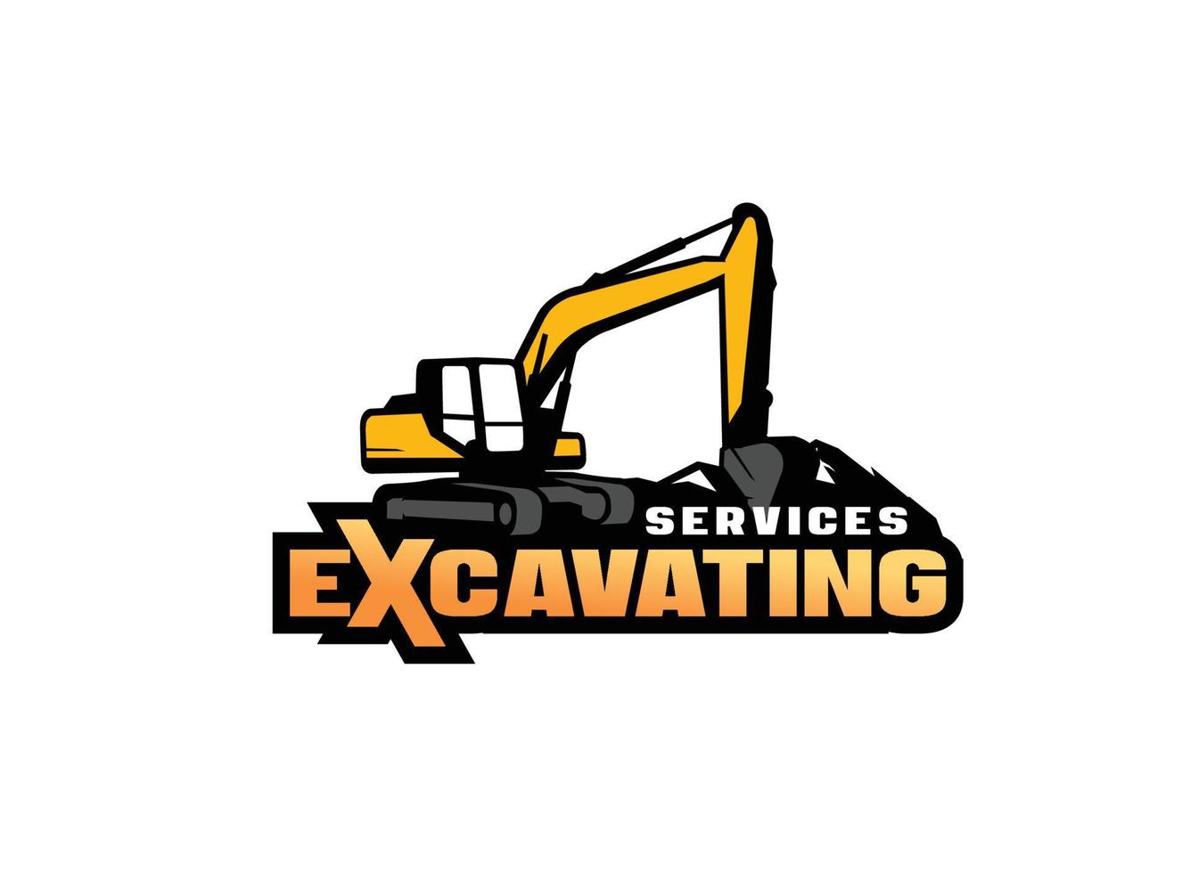 vector de logotipo de excavadora para empresa de construcción. ilustración de vector de plantilla de equipo de vehículo para su marca.