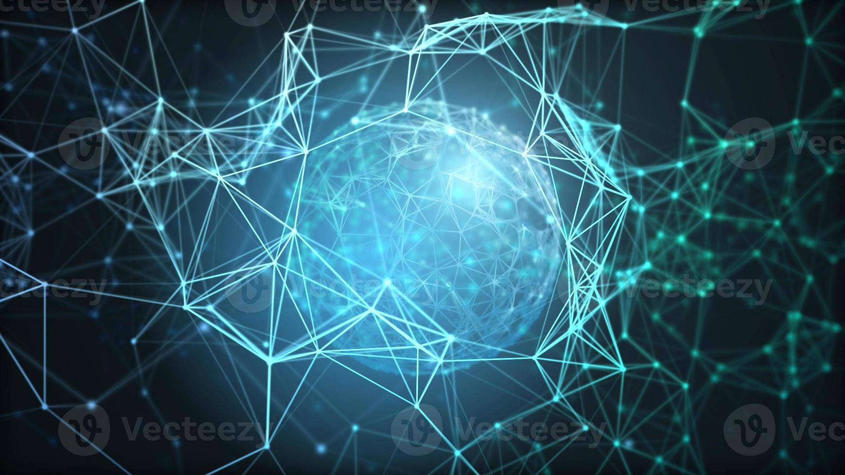 Blue plexus structure. Abstract science, technology and engineering background. Depth of field settings photo