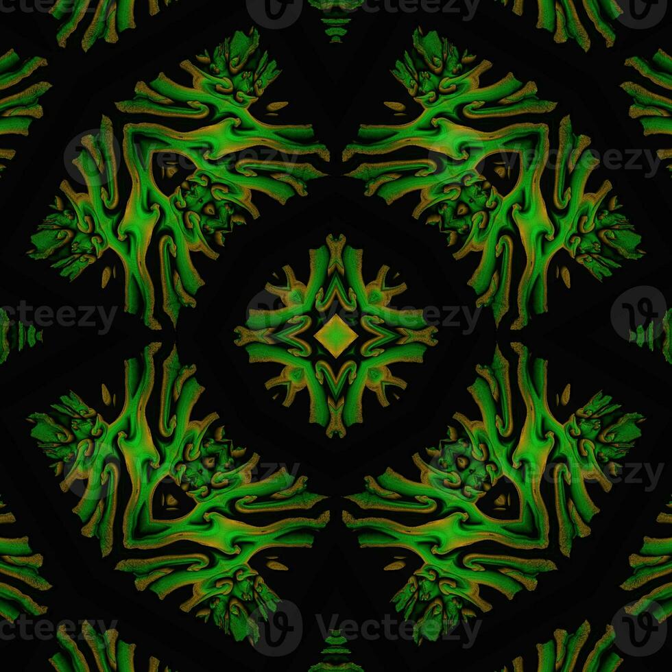 Green summertime 3D ornate ornamental texture details on black background photo