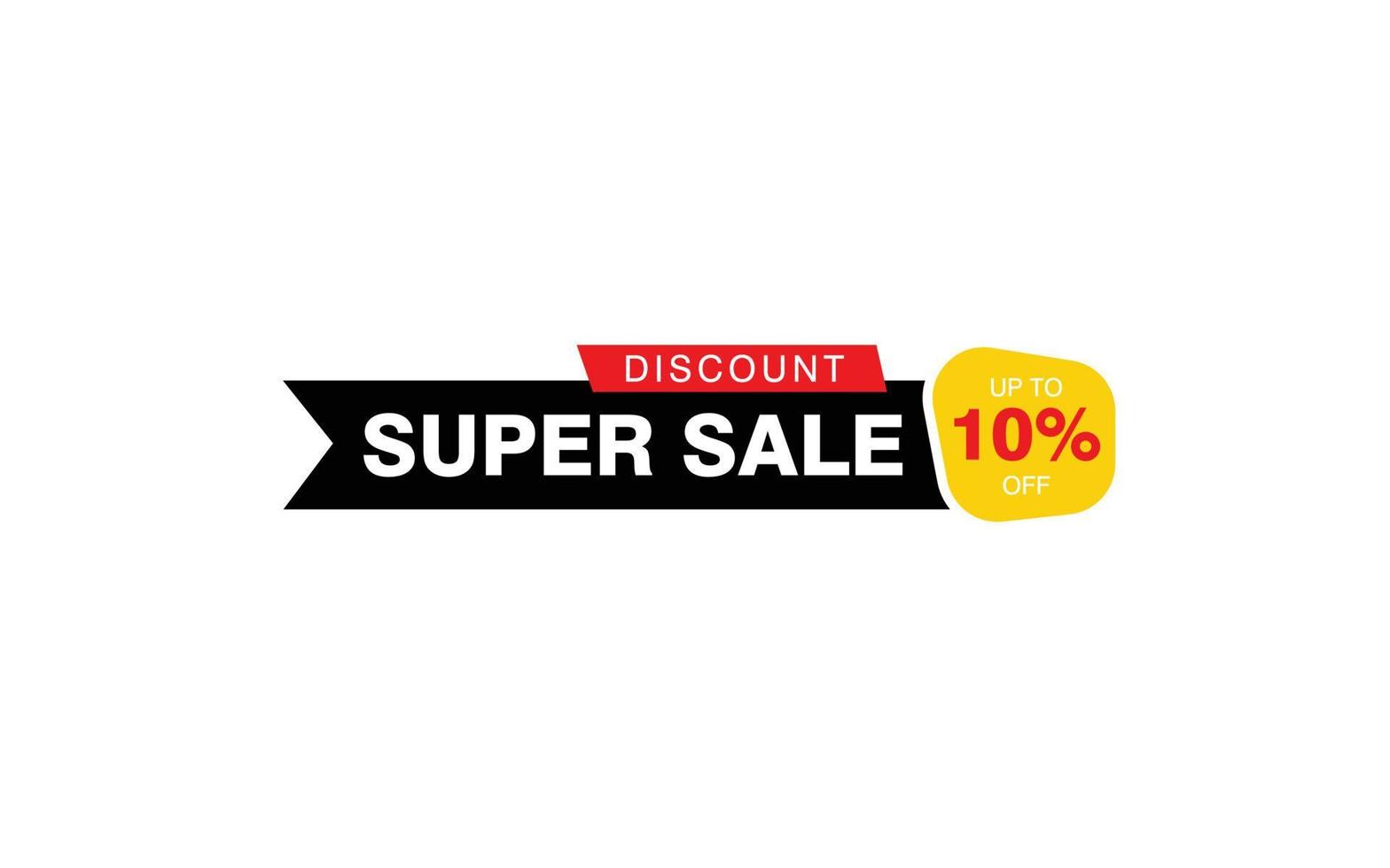 10 Percent discount offer, clearance, promotion banner layout with sticker badge. vector