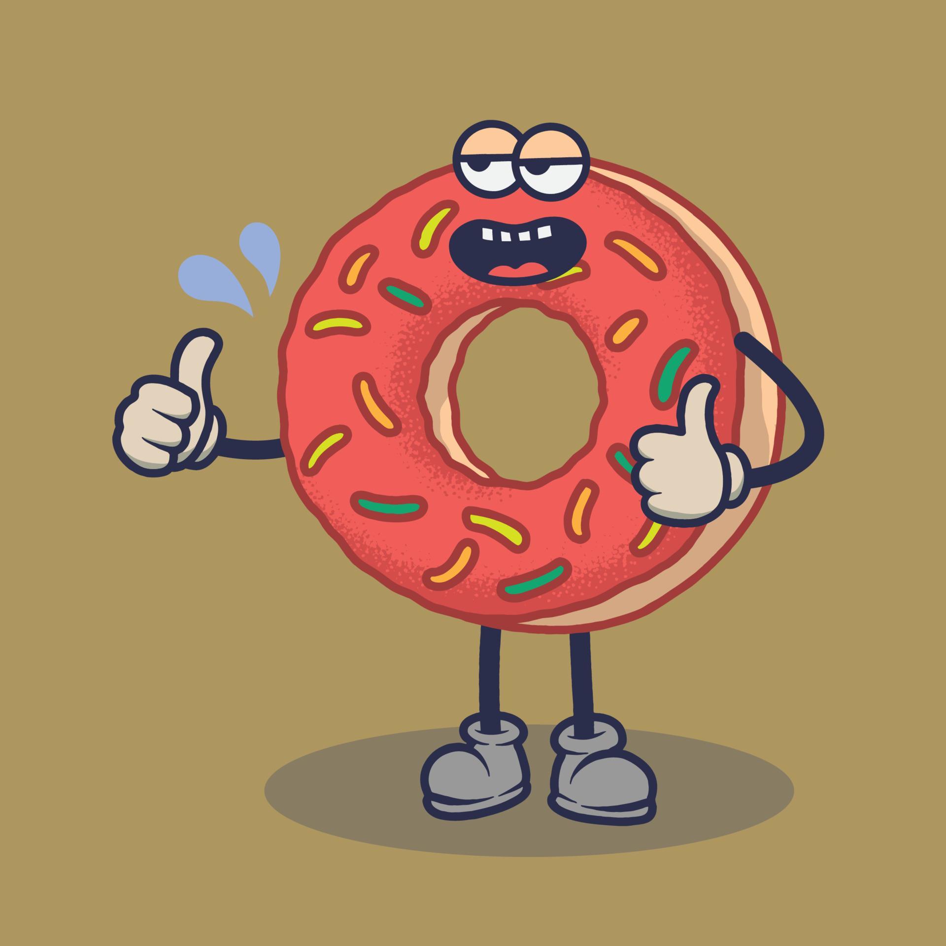 Bored Donuts with laughing face expression sticker. Cartoon sticker in