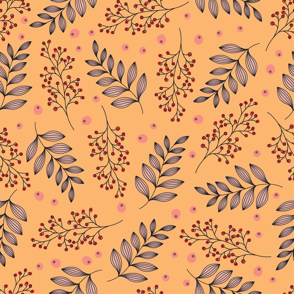 Tropical flowers on a background of palm leaves. Seamless pattern with tropical plants leaves and flowers. Tropical illustration. Jungle foliage. Vector seamless pattern for fabrics, packaging, gifts