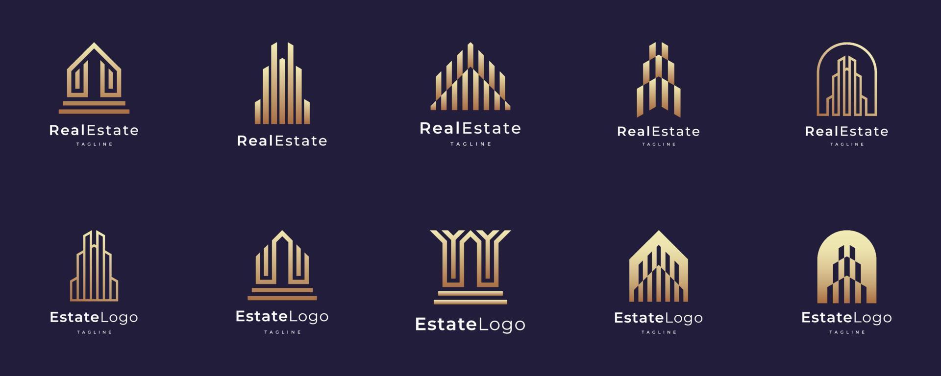 set of Building logo design, real estate, architecture, construction vector