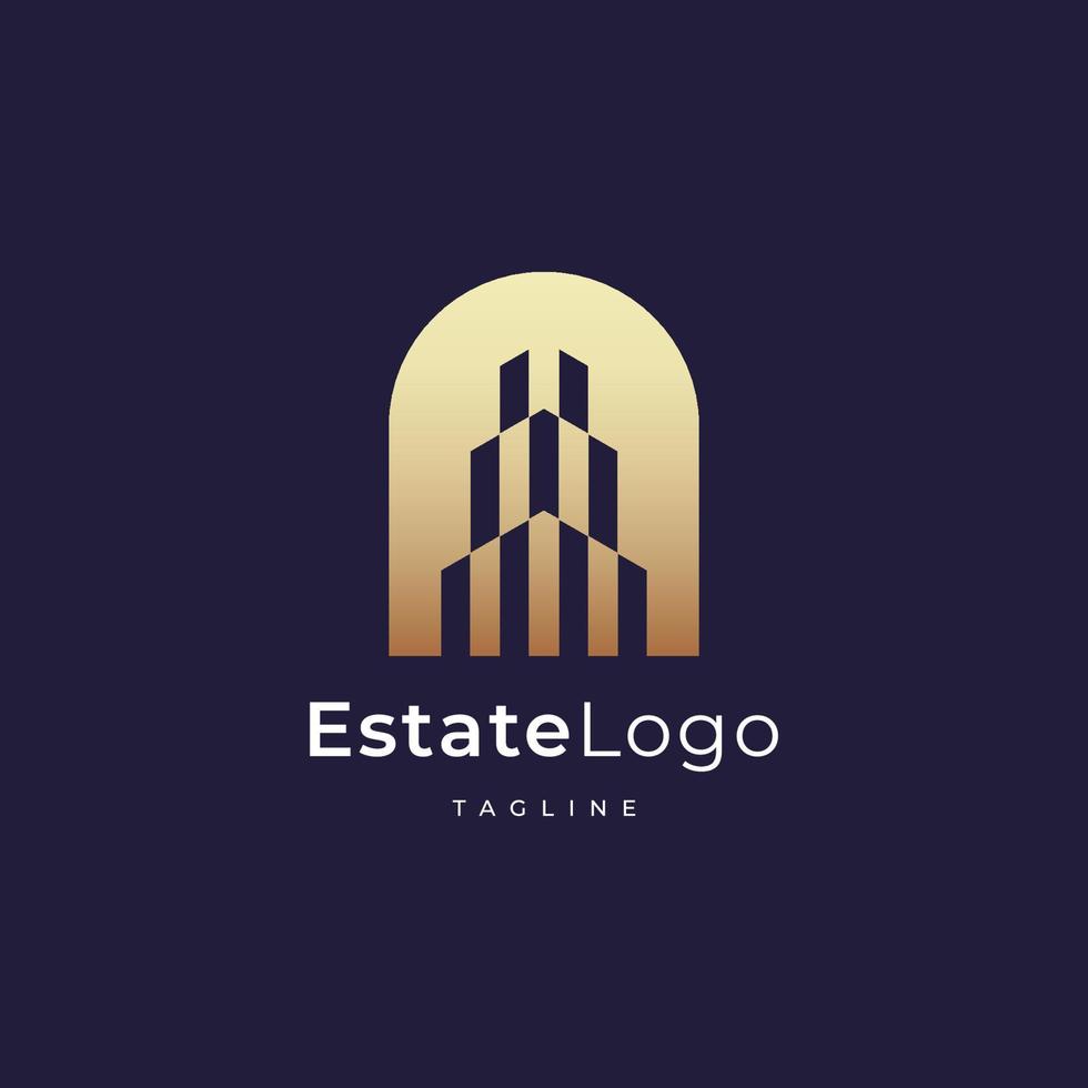 diseño de logotipo de construcción con estilo de espacio negativo inmobiliario, arquitectura, construcción vector
