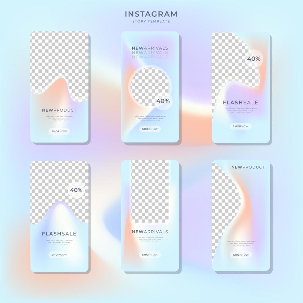 set of Gradient colorful instagram sale story collection vector