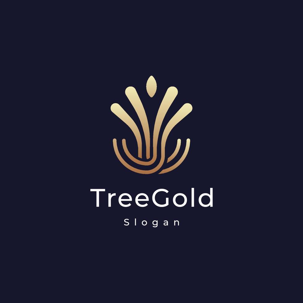 modern golden oak tree logo vector