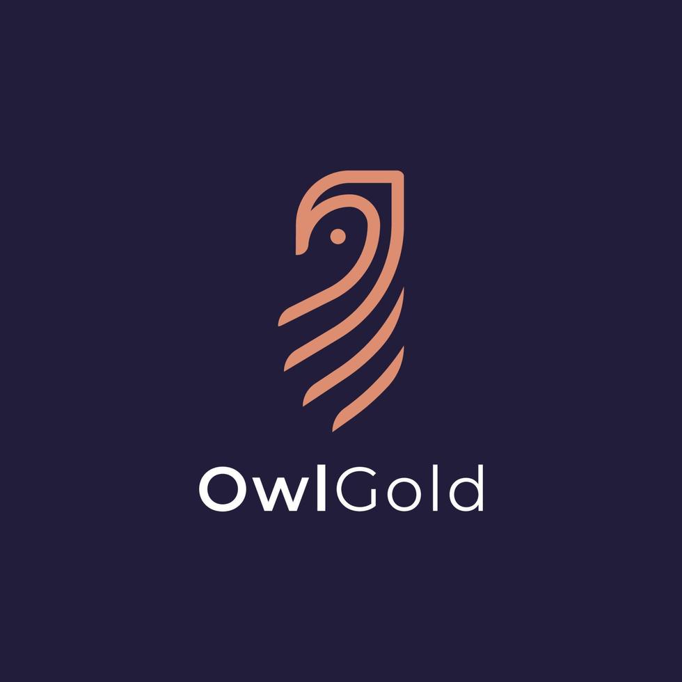 golden owl logo design with modern line outline style vector