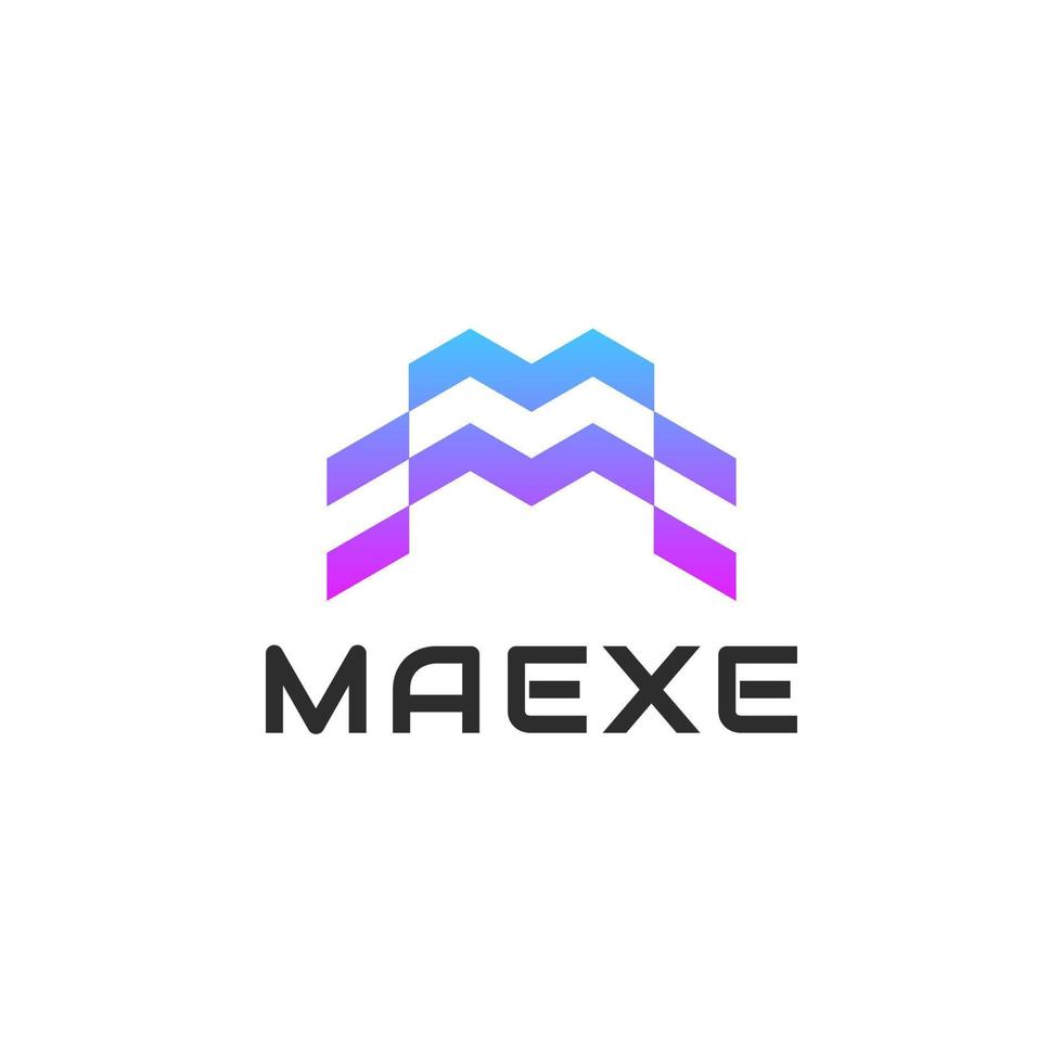 Initial Letter M monogram gradient colorful line Logo vector