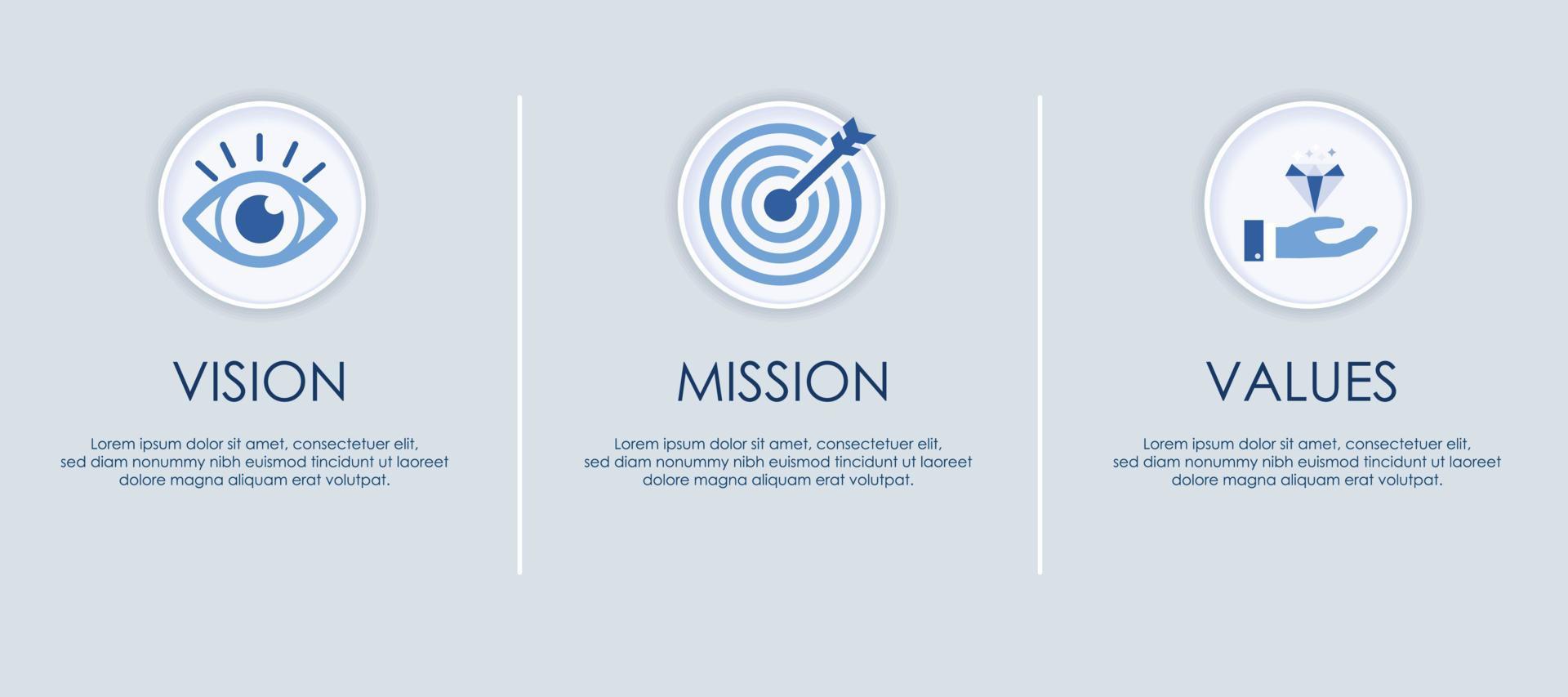 Vision Mission Values icon set vector