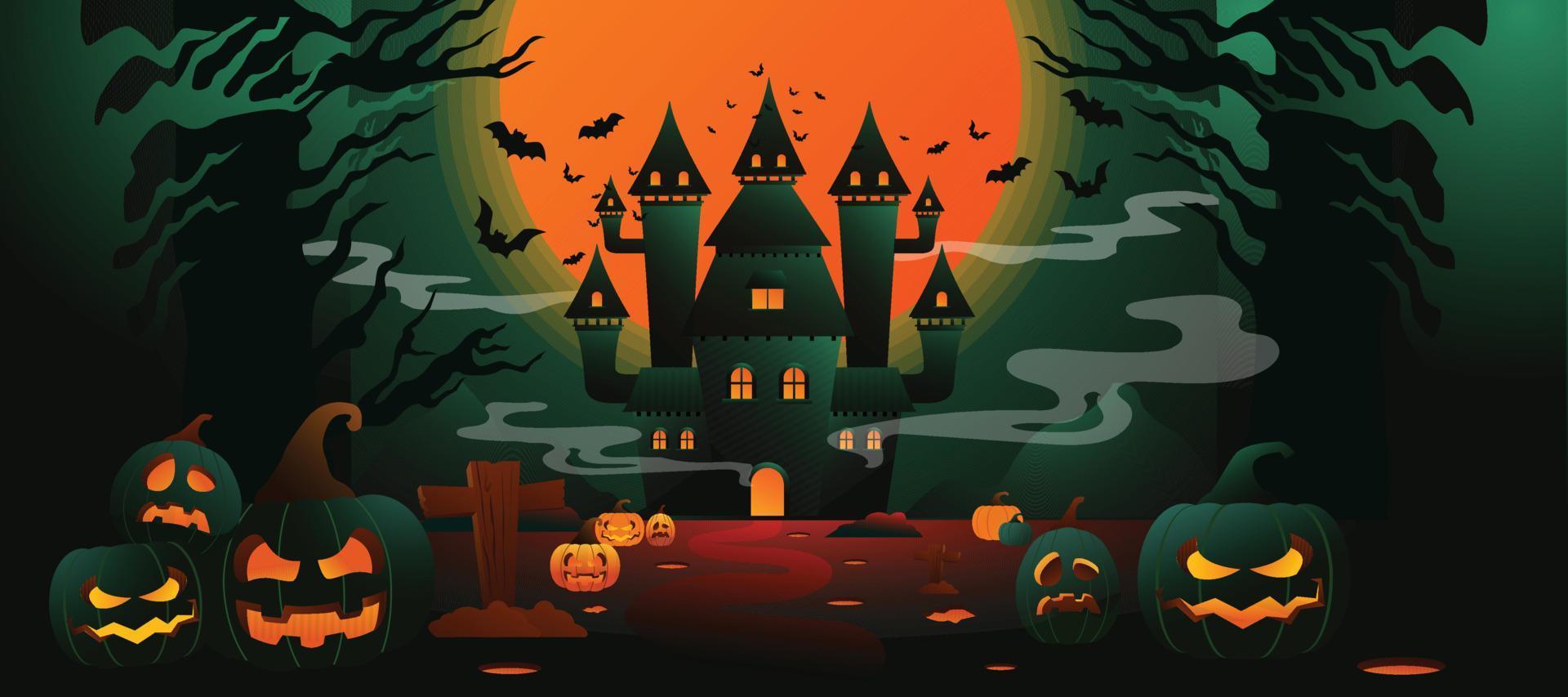 pumpkins gradient dark green vector illustrator