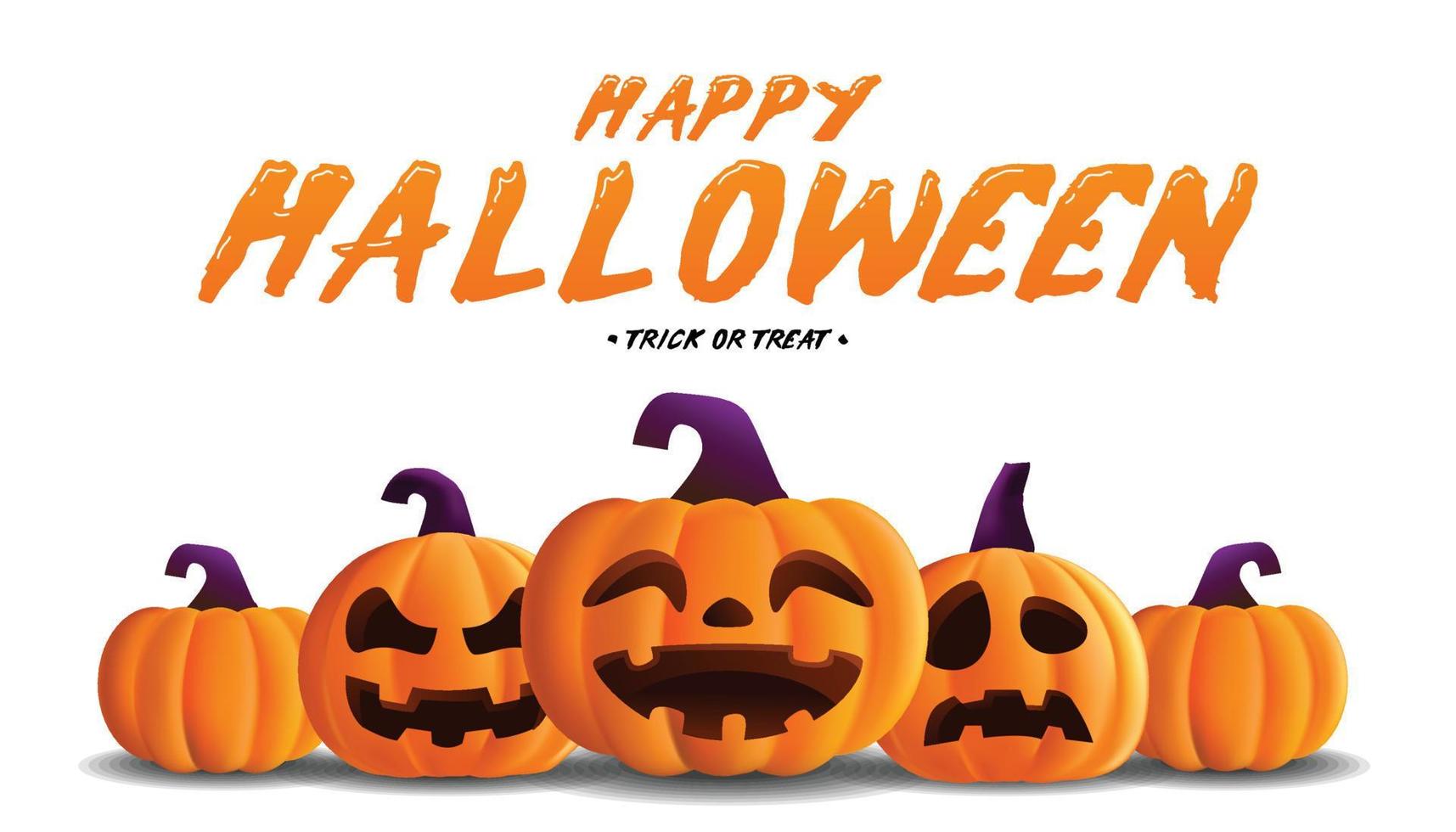 happy Halloween pumpkins 3D Rendering vector