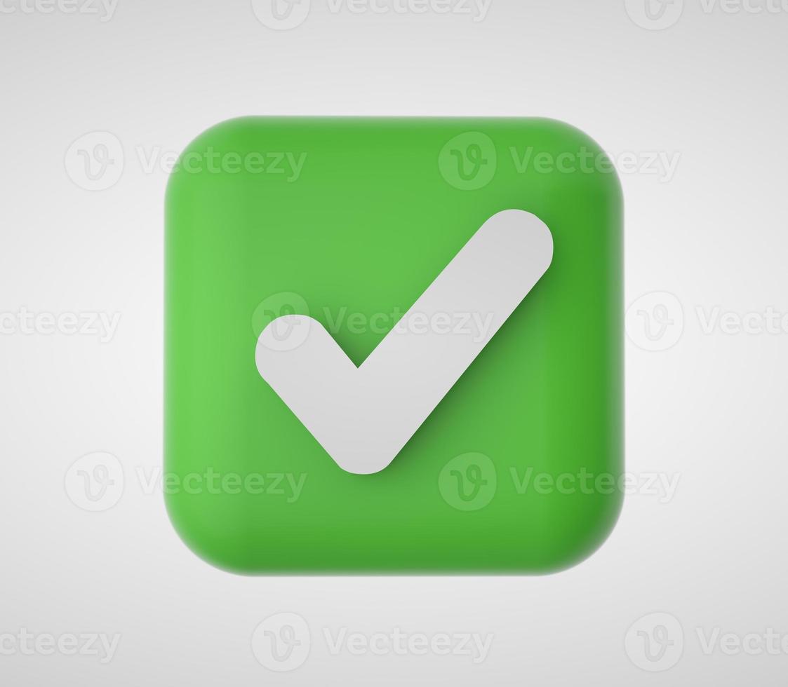 3D check mark icon, accept aproved icon. photo