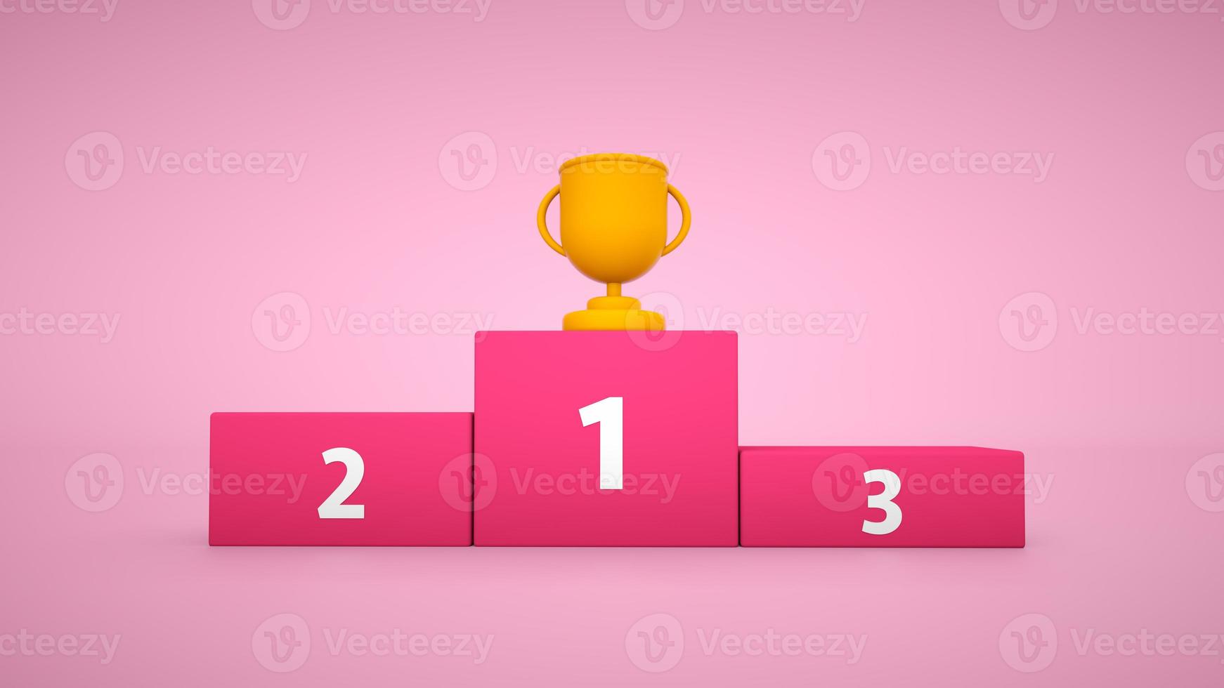 Winner podium on pink background with number place. Studio platform. Exhibition and presentation stage. photo