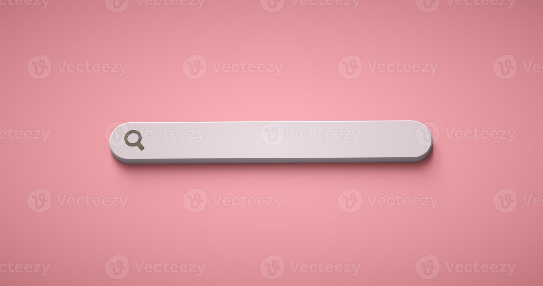 Minimal blank search bar on pink background. Web search concept. 3D Render photo