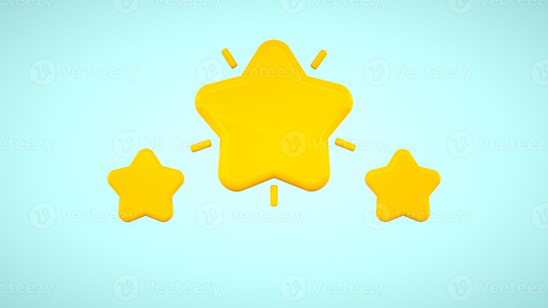 icono amarillo puntiagudo de cinco estrellas. estrella amarilla 3d foto