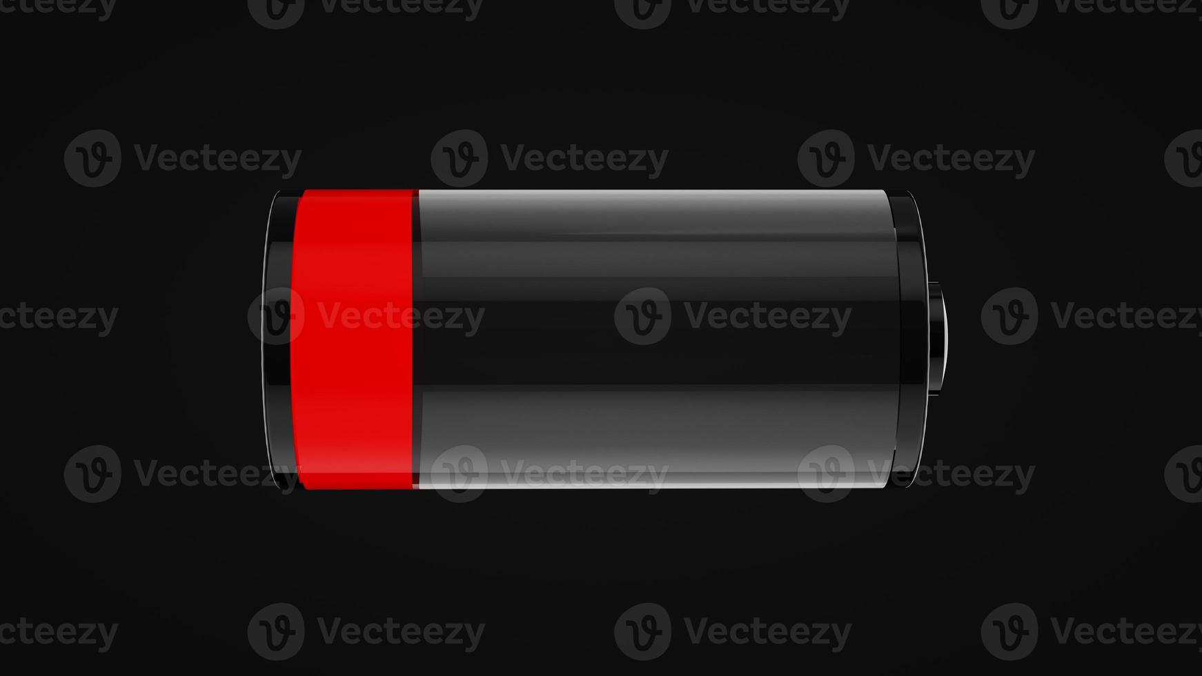 Charge icon on black background, battery is low. 3D Render. photo