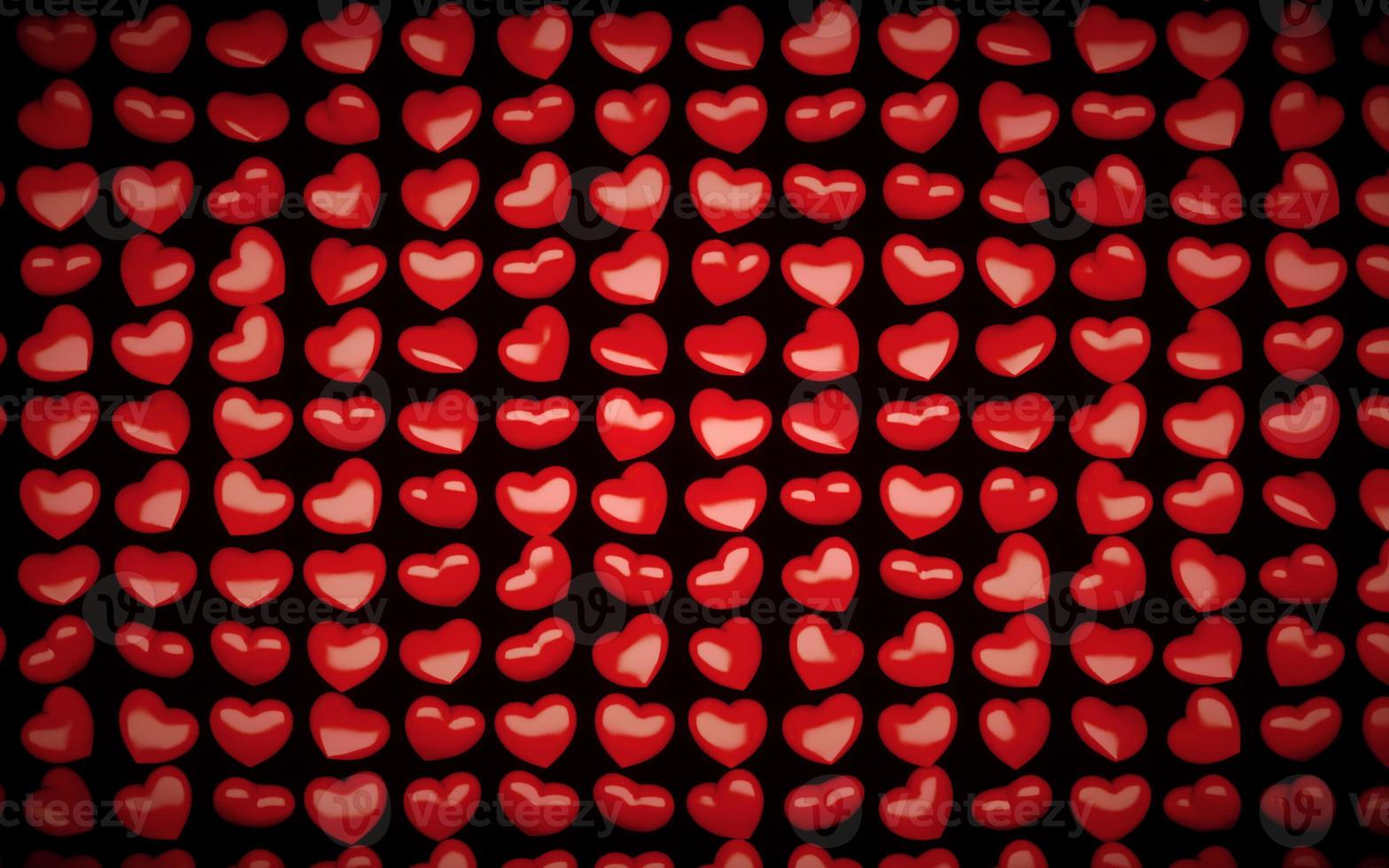 Holiday Valentine's day seamless pattern with 3D red hearts on a black background photo