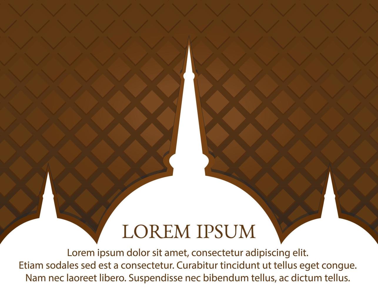 Islamic background with mosque and brown ornaments vector