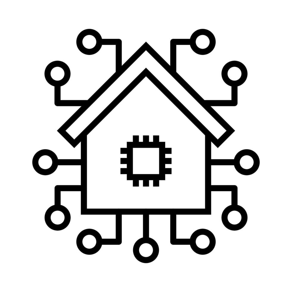 black and white artificial intelligence simple icon illustration of smart home vector