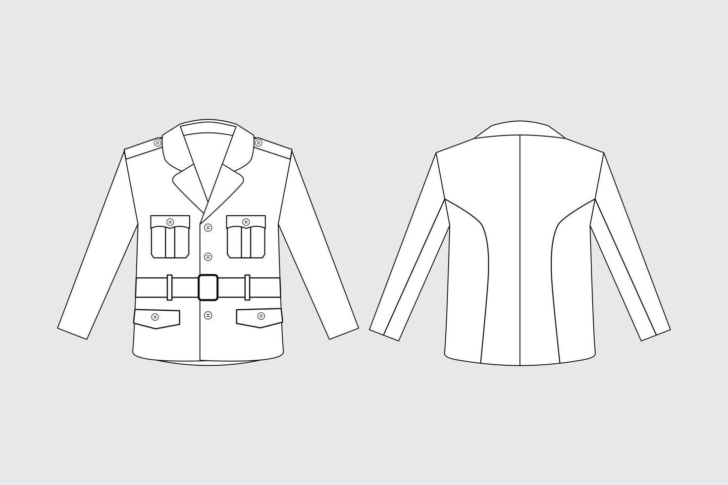 traje de chaqueta paskibra indonesio para hombre ilustración técnica de moda vector