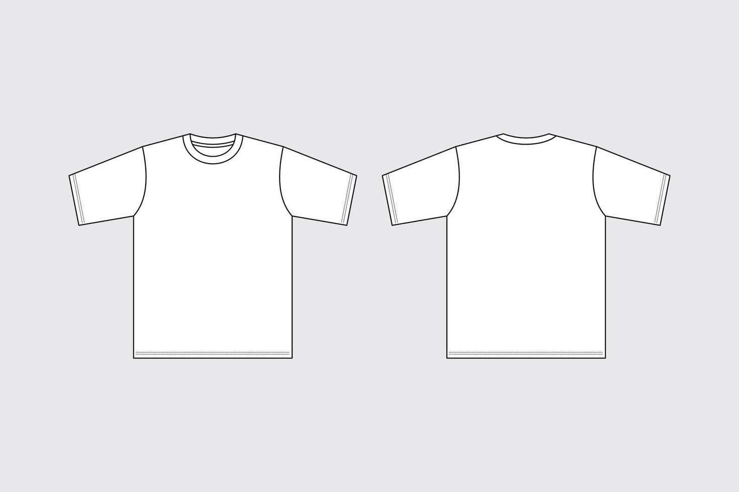Set of basic t-shirt technical fashion illustration vector