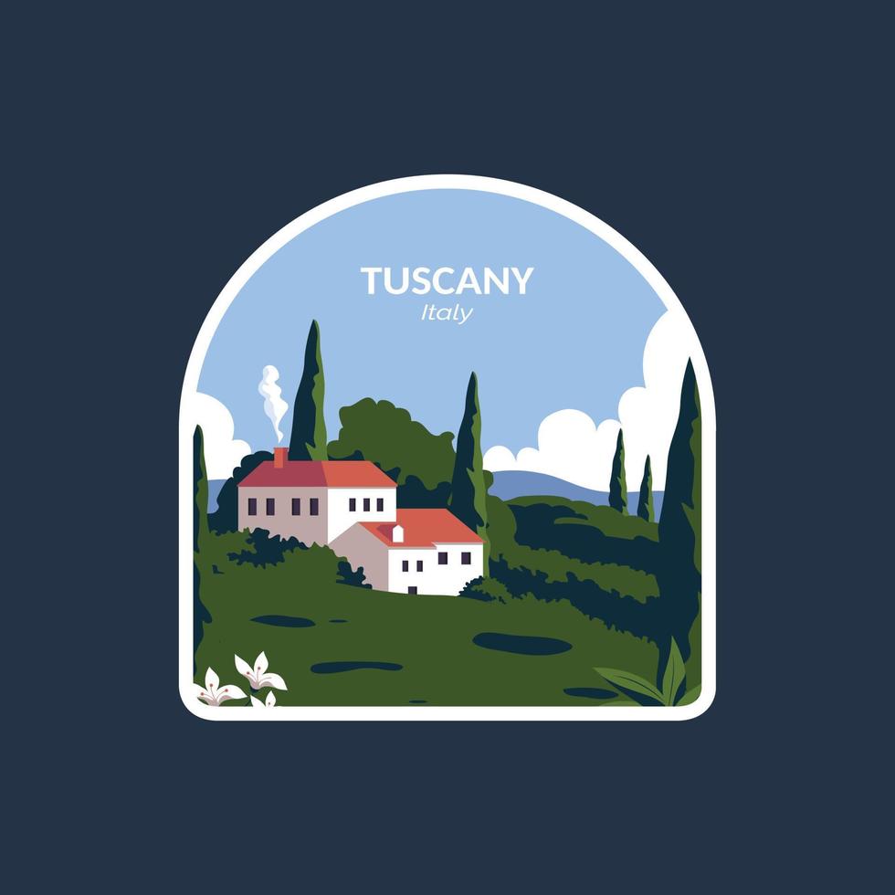 toscana italia pegatina vector ilustración con estilo minimalista.