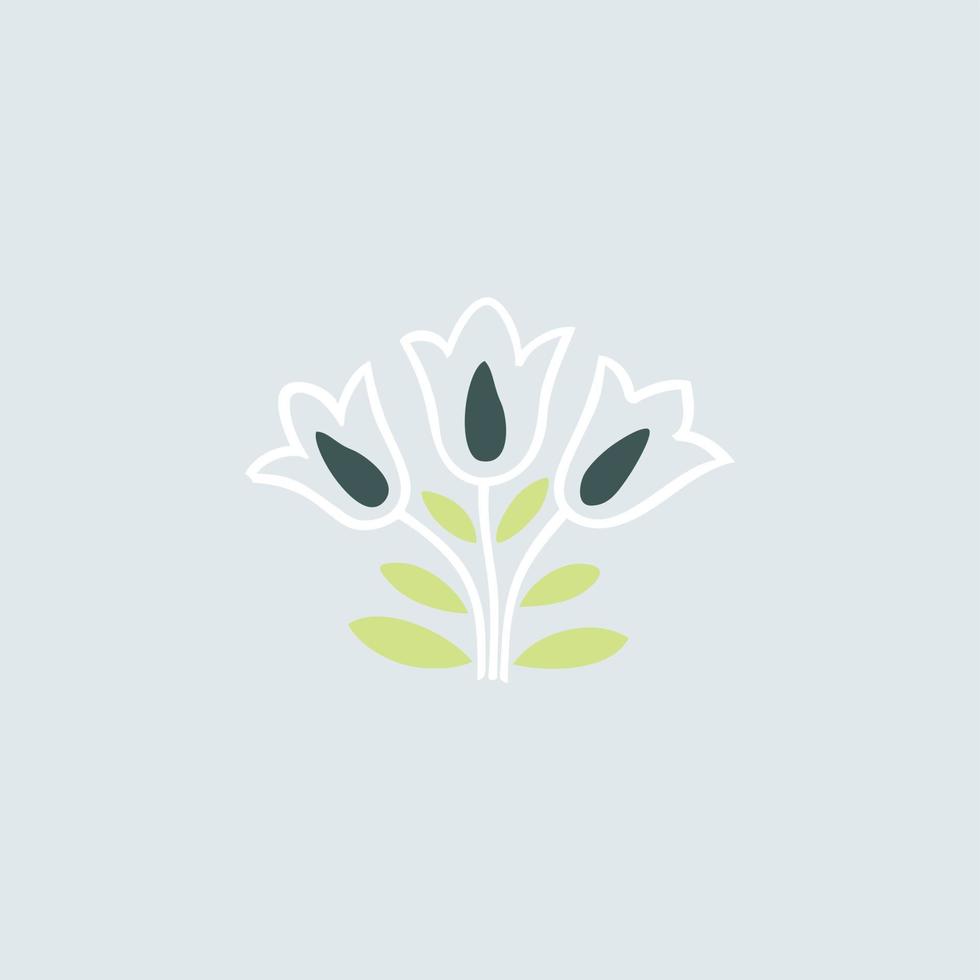 Bluebell icon illustration. Three blooming flowers vector