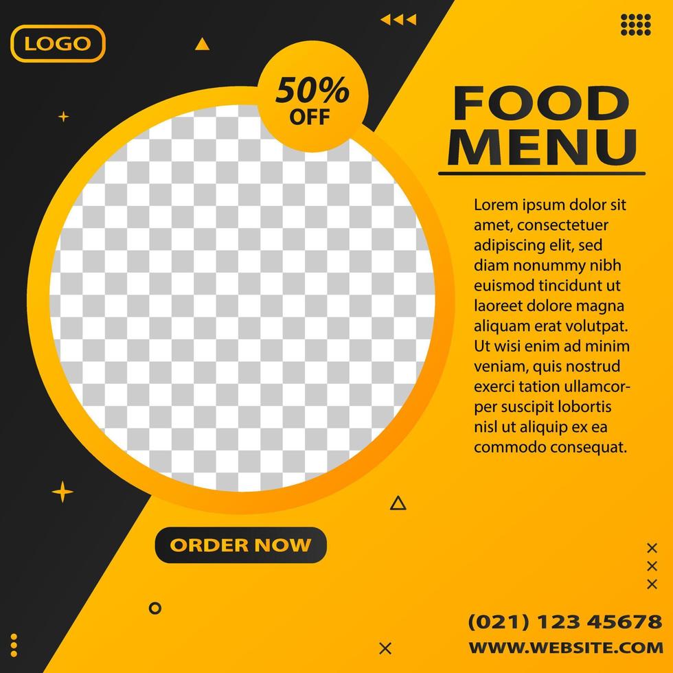 plantilla de venta de menú de comida editable con espacio libre para la imagen. perfecto para publicidad en redes sociales. vector